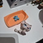Littlest Pet Shop Lps  664 Shorthair Cat Sitting Gray  Rare Authentic