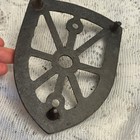 Antique Cast Iron Sad Iron Stand Trivet Shield Shape Primitive Rustic Farmhouse