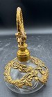 Rare Antique Gilted Bronze Glass Perfume Bottle 4 75  Tall