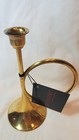 Brass Horn Candlestick Holder Vintage Silvestri Trumpet Hong Kong 1  Candle 