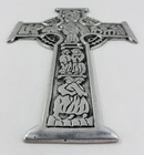 Vtg Pewter 11  Celtic Cross Wall Hanging Ireland Irish Knotwork White Metal
