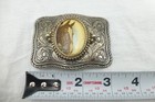 Vintage Western Horse Portrait Belt Buckle Silver Tone Engraved Scrollwork C5