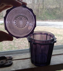 1880s Amethyst Glass Jelly Jar With Original Fancy Sunburst Glass Lid