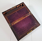 Antique Victorian Wooden Writing Slope W  Secret   Hidden Drawers  Key