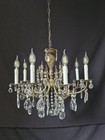Antique Vintage French Chandelier Brass   Crystals Ceiling Light 8 Arms    23 in