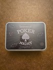 Poker Night Game Tin     100 Chips  2 Decks 5 Casino Dice  Dealer Button - New