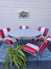 Retro 50s 60s Chrome Red White Dinette Set Table 4 Chairs Diner