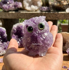 Natural Amethyst Crystal Owl Carving Birds Figurine Decor Healing Stone Animals