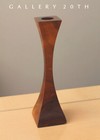 Vintage  Mid Century Danish Modern Mahogany Candle Holder  Handcarved Wood 60 s