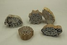 Lots Of 5 Wooden Printing Stamps Indian Textiles Fabric Blocks Mehndi Design