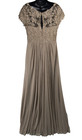 Azazie Macy Taupe A-line V-neck Sequin Lace Lace Dress Women s Size 12