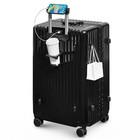 20 Inch Carry On Suitcase Non Zip Model Aluminum Frame Luggage  black 