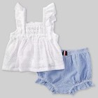 Nwt  Baby Girls Tommy Hilfiger Eyelet Top   Seersucker Bloomers Set  6 9 Months