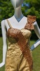 Vintage 1960   s Satin Costume W Shining Gold Sequins   Bow  