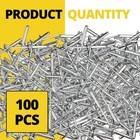 100pcs Large Flange Aluminum Pop Rivets 3 16  X 3 4  Big Head Steel Mandrel D   