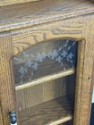 Vintage Oak Wall-mounted Curio Cabinet With Etched Glass Door And Shelves