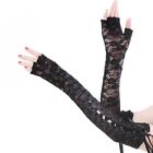 Women s Sexy Elbow Length Fingerless Lace Up Arm Warmer Black Long Lace Gloves