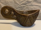 Vintage Romanian Folk Art Hand Carved Shepherd Treenware Chip Wood Dipper