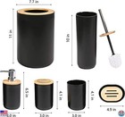 Bamboo Bathroom Accessory Set - Soap Dispenser  Toothbrush Holder   Cup