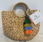 Boho Beach Life Bag Rattan Woven Tote Purse Beach Vacation Cruise New