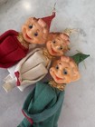 Vintage 1950 s Knee Hugging Elf Pixie Set Of 3 Christmas Ornaments Japan