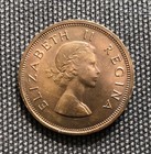 1954 South Africa 1 Penny  Elizabeth Ii  Standard Coinage  Bronze   S217