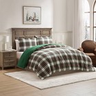 Hallmark Queen Flannel Plaid Comforter Set White