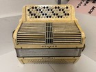 Hohner Sirena I Button Accordion Vintage Ivory Good Bellows Needs Play-in - Ok