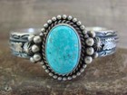 Navajo Indian Sterling Silver   Turquoise Arrow Bracelet Signed Calladitto