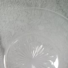 Vintage Clear Etched Glass Bread Butter Plate Floral Starburst 6 25 Inch Round
