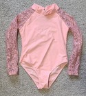Girls Size 10 Pink Ballet Leotard Lace Sleeves