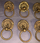 Great Set  8  Antique  Brass  Floral Design  Drop Bail  Ring  Pulls  For Drawers
