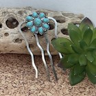 Western Blue Turquoise Hair Pin Clip Silver Southwest Comb Barrette Valentine 