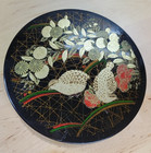Vtg Otagiri Japan Quail Birds   Floral Laquerware Coasters 6 W case Blk   Gold
