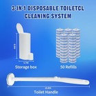 Disposable Toilet Brush   Holder Set With 50 Toilet Bowl Refills For Clorox