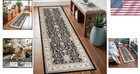 Versatile Black 2x6 Washable Runner Rug - Non-skid  Ideal For High Traffic Areas