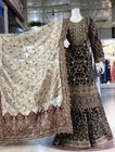 Pakistani Bridal Black Gold Sharara Heavy Embroidered Organza Gharara Suit