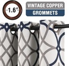 Set 2 Navy Gray Geometric Curtains Panels Drapes 84 Inch L Darkening Grommet