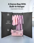 Vevor 29 In Dance Bag With Garment Rack Rolling Duffle With Privacy Curtain Pink