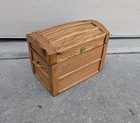 Vintage Handcrafted Solid Oak Wood Dome Top Sewing Box Trunk Chest   Tray W56