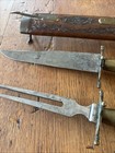Vintage Antique India Knife Carving Set Hand Carved Wood Sheath Wooden Fork