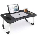 Foldable Laptop Tray Lap Desk Stand Bed Table Notebook Tray Cup Slot Adjustable