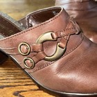 St John   s Bay Women   s Heel Clog Brown Tweed Lining Sz 8 M Buckle Top Nice 