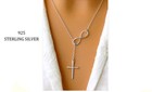 Solid 925 Sterling Silver  Infinity Cross Necklace For Women Made In Italy - 18 