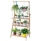  Bamboo 3-tier Hanging Plant Stand Planter Shelves Flower Pot Ladder-wide