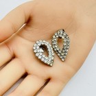 Vintage Rhinestone Shoe Clips Teardrop Silver Tone
