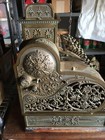 Vintage Brass Cash Register And Oak Ice Box