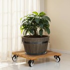 2pack Wood Plant Caddy With Wheels Heavy Duty  12 Inch Square Wood Golden Teak
