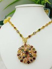 Necklace Noppakao Gem 9 Colors Pendant Gold Micron Plated Jewelry Thai Amulet