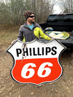 Vintage Large Porcelain Phillips 66 Oil Gas Gasoline Sign 48x48 2 Sided 1959